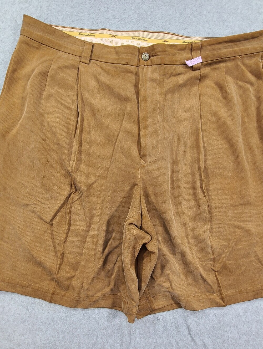 Tommy Bahama 100% Silk Pleated Shorts Men 40 Brown 9" Inseam Preppy Casual